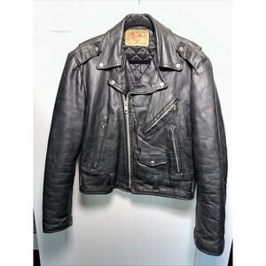 Vintage 60’s Excelled Black Leather Motorcycle Jacket Sz 40 M Made In USA RARE